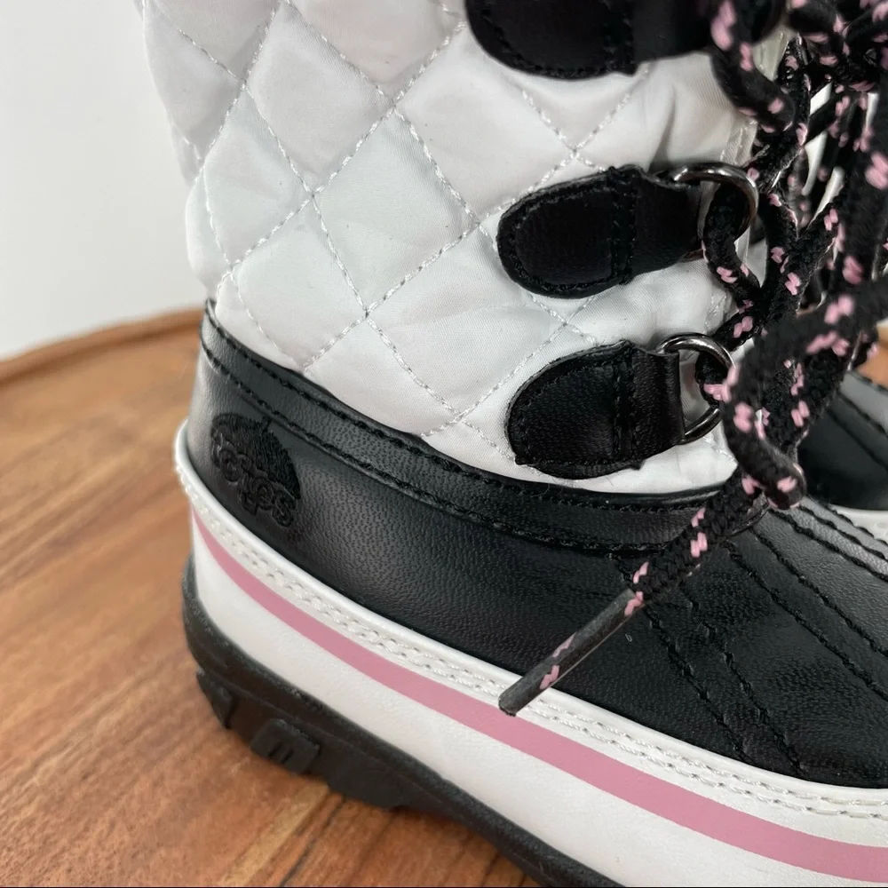 TOTES Kid's Snow Boots - Size 5 MED  "Haddie" Style - White/Pink/Black - Picture 2 of 9